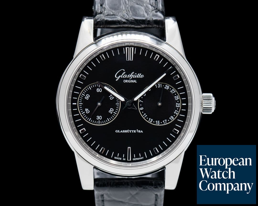 Image of Glashutte Original Senator Hand Date SS Black Dial 
