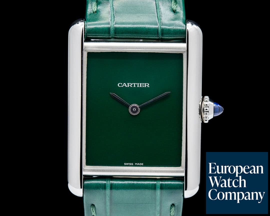 Image of Cartier Tank Must Watch SS Large GREEN UNWORN
