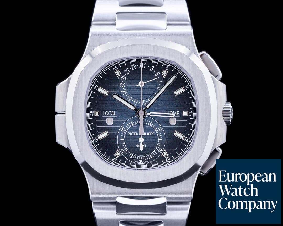 Image of Patek Philippe Nautilus 5990 Blue Dial Travel Time Chronograph SS UNWORN 2022