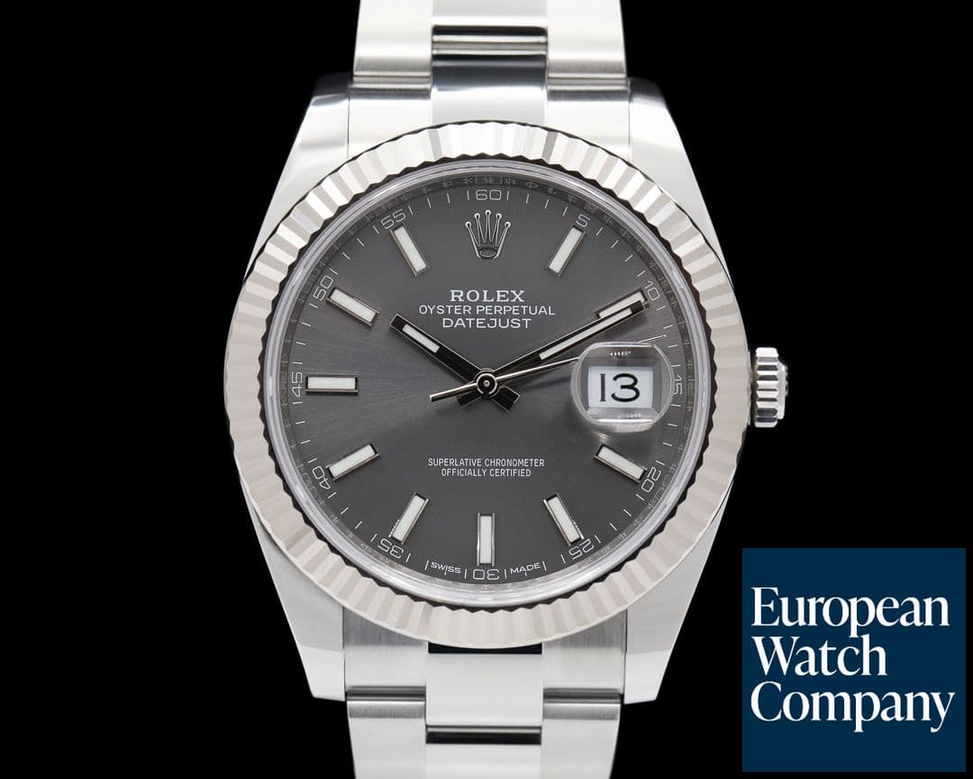 Image of Rolex Datejust 41 Dark Rhodium Stick Dial SS / Oyster