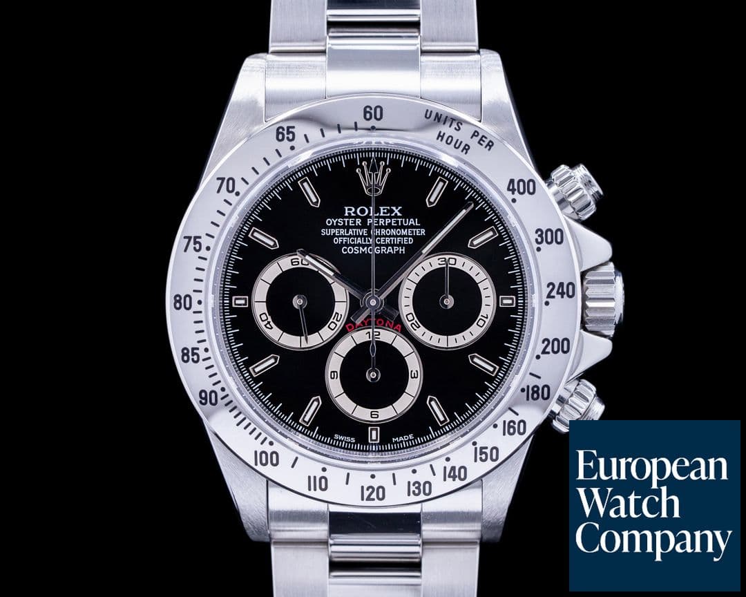 Image of Rolex Daytona 16520 Zenith Black Dial SS SERVICE PAPERS