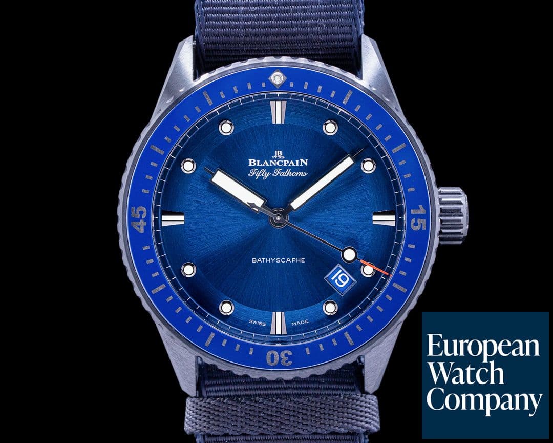 Image of Blancpain Fifty Fathoms Bathyscaphe Ceramic Bucherer Blue Limited Edition