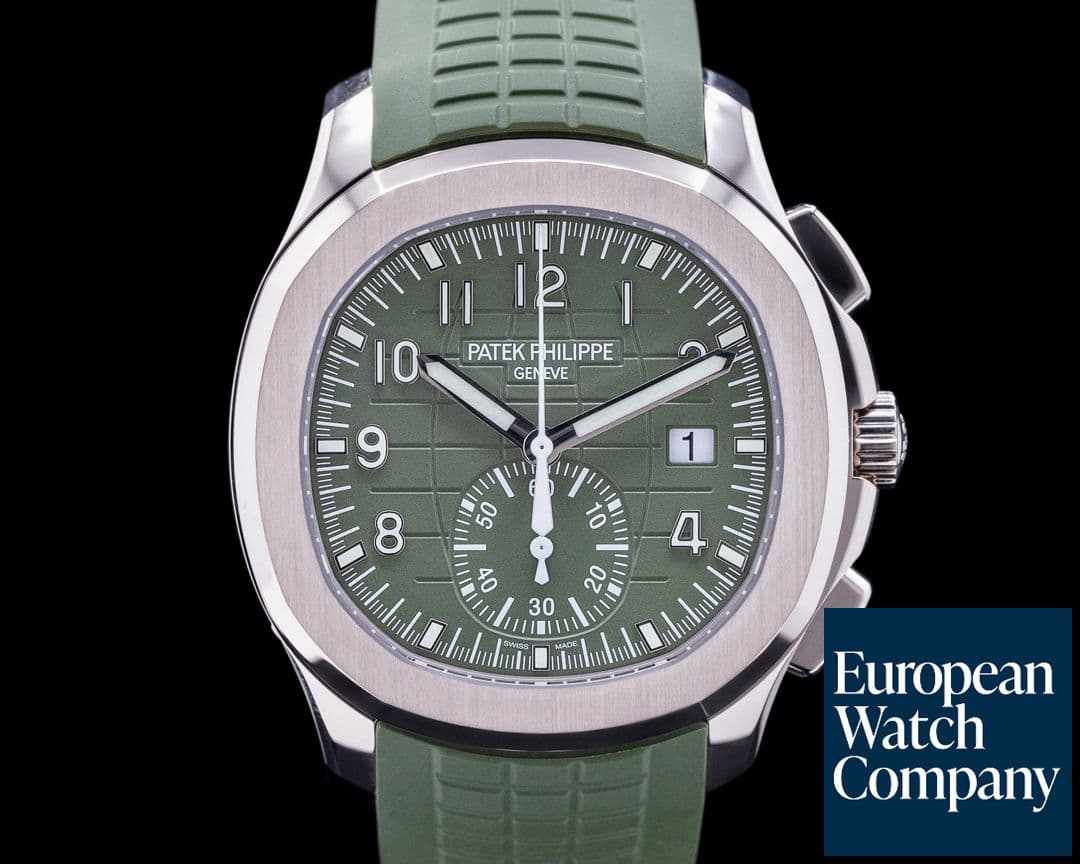 Image of Patek Philippe 5968G Aquanaut Chronograph White Gold Green Dial Chronograph 2023 UNWORN