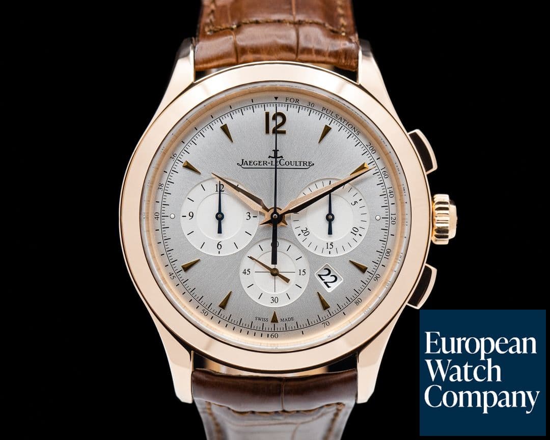 Image of Jaeger LeCoultre Master Chronograph 18K Rose Gold Silver Dial