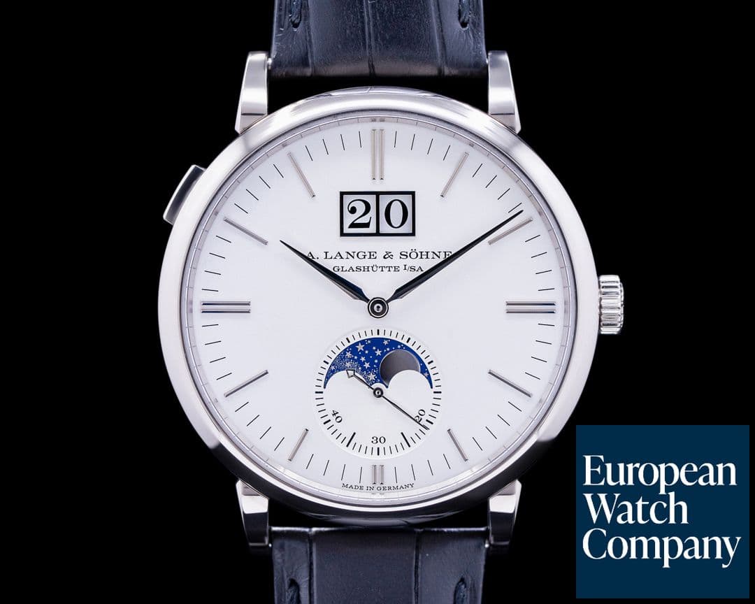 Image of A. Lange and Sohne Saxonia Moon Phase Automatik 18K White Gold / Silver Dial 
