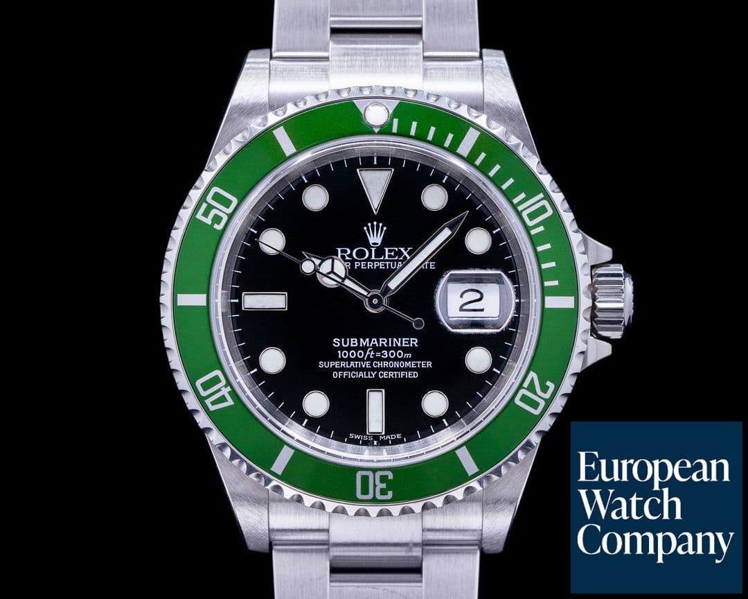 Image of Rolex Submariner 50th Anniversary "Kermit Flat 4" SS Green Bezel 
