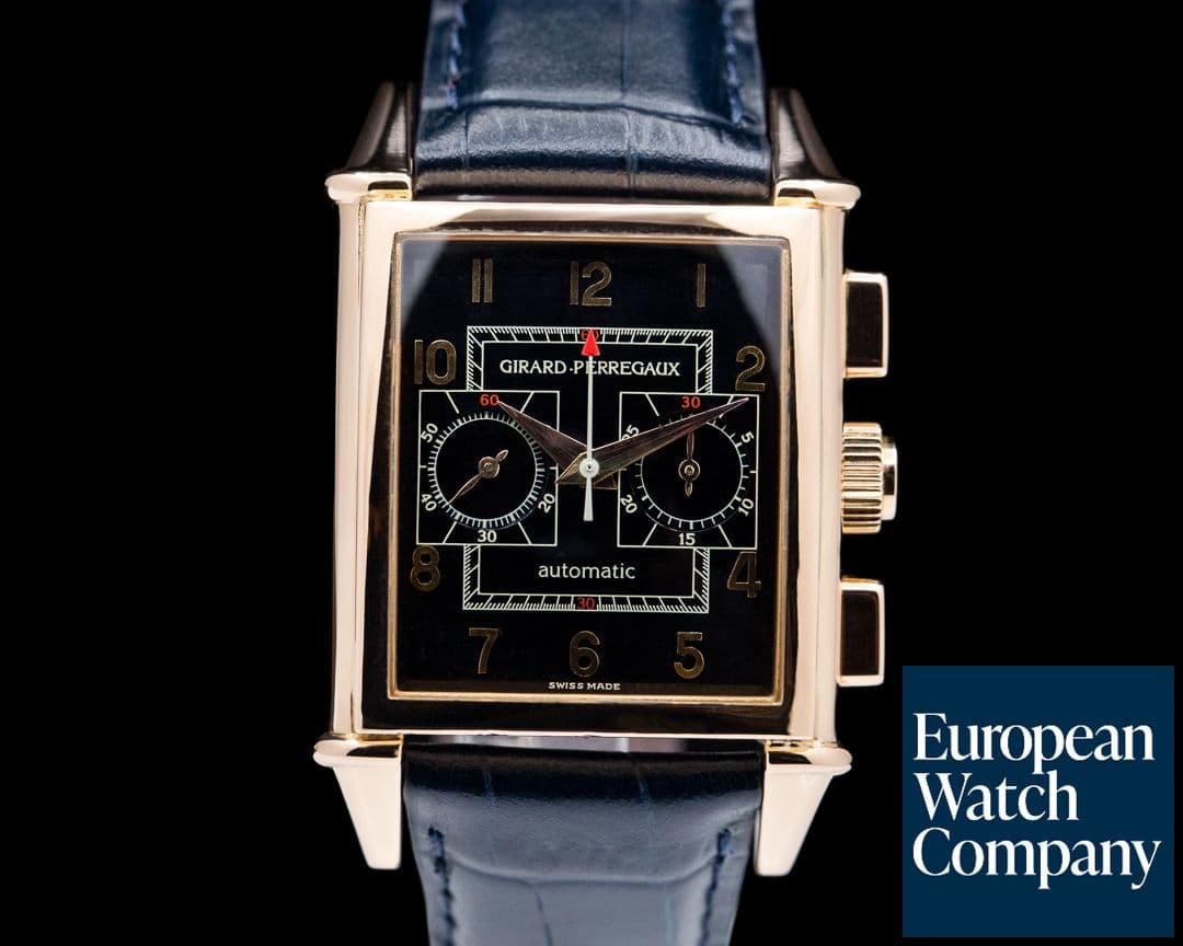 Image of Girard Perregaux Vintage 1945 Chronograph 18k Rose Gold Black Dial