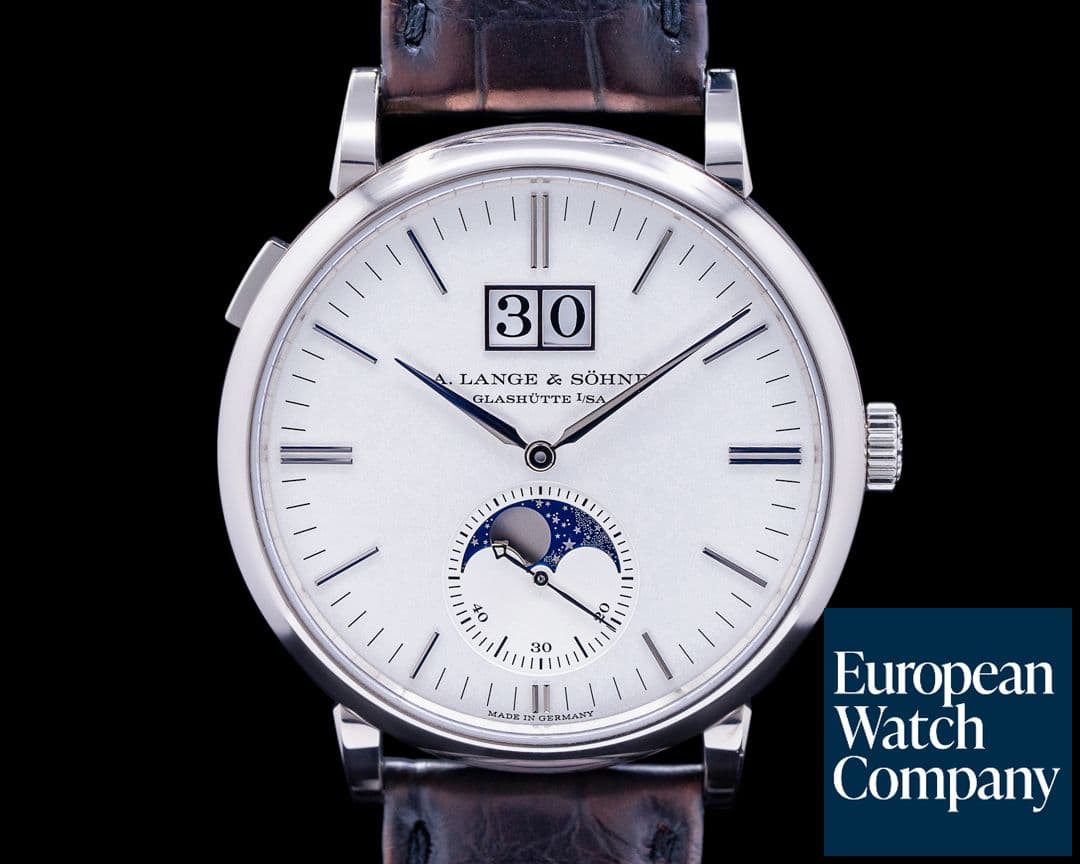 Image of A. Lange and Sohne Saxonia Moon Phase 384.026 Automatik 18K White Gold / Silver Dial 