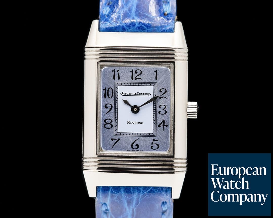 Image of Jaeger LeCoultre Ladies Reverso Stainless Steel Manual Wind Blue Dial Full Set
