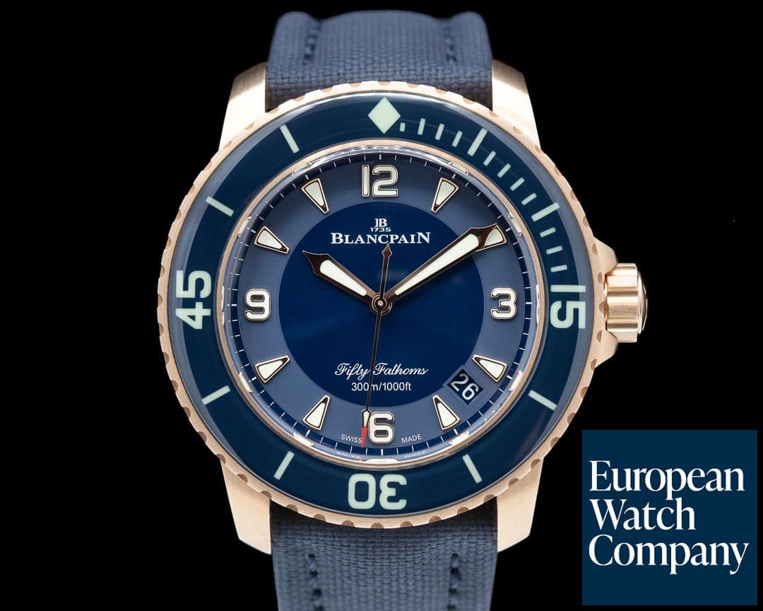 Image of Blancpain Fifty Fathoms Blue Dial / 18K Rose Gold 