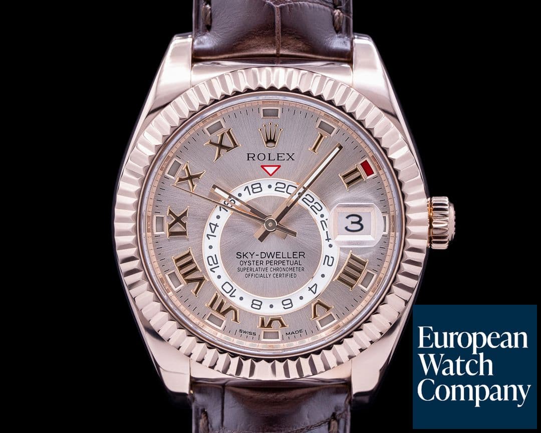 Image of Rolex Sky Dweller 326135 Sundust Dial Rose Gold / Alligator 