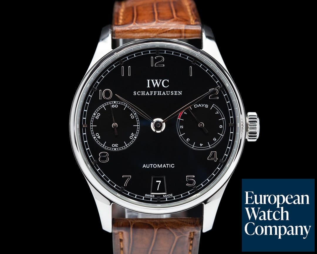Image of IWC Portuguese 7 Day Automatic SS Black Dial