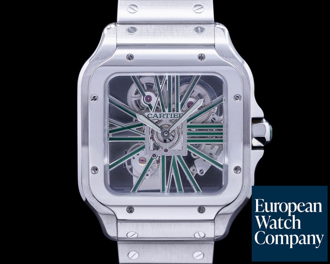 Image of Cartier Santos De Cartier Skeleton Green 40mm Unworn