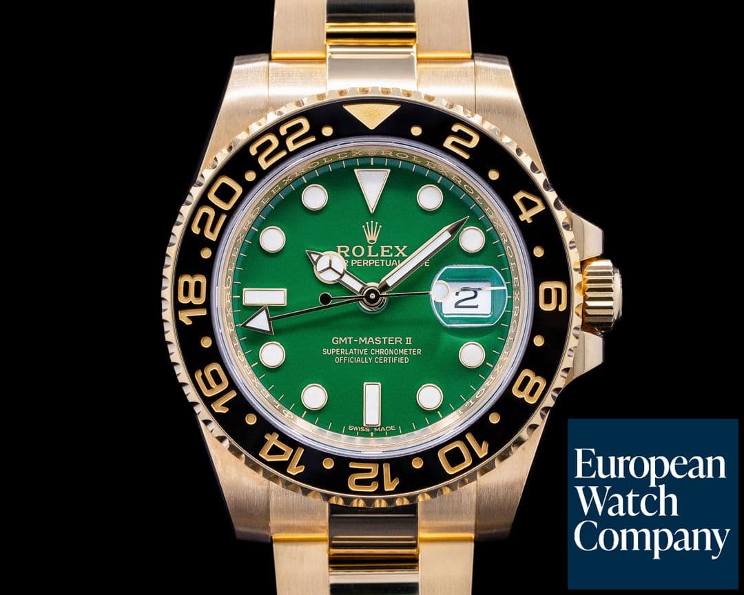 Image of Rolex GMT Master II 116718 Green Dial 18K Yellow Gold / Bracelet