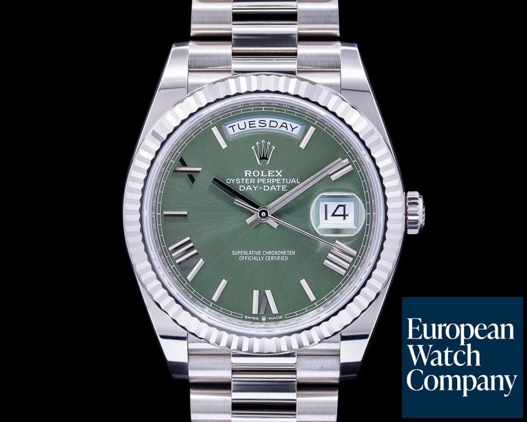 Image of Rolex Day Date 228239 Presidential 18k White Gold Green Dial 40MM