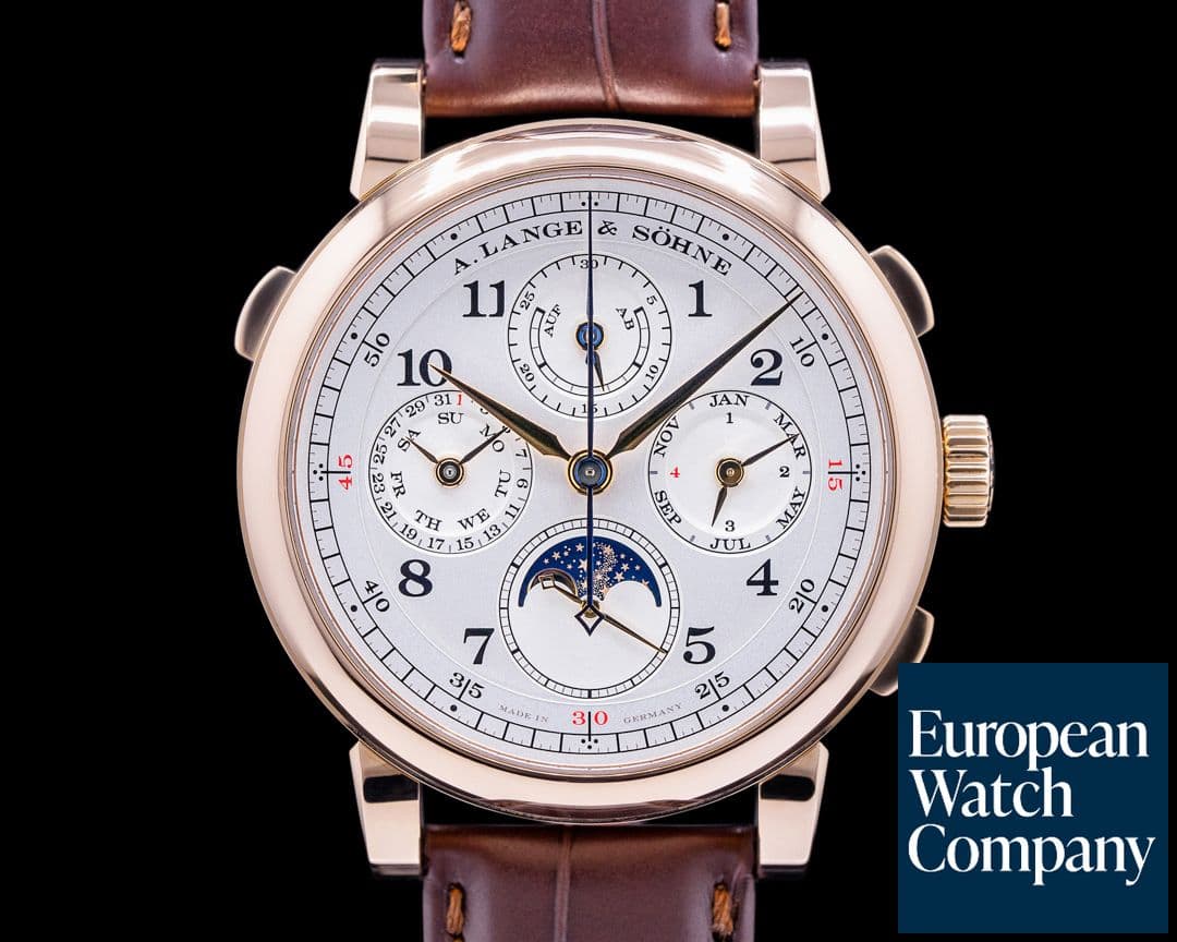 Image of A. Lange and Sohne 1815 Rattrapante 421.032 Perpetual Calendar 18K Rose Gold FULL SET 