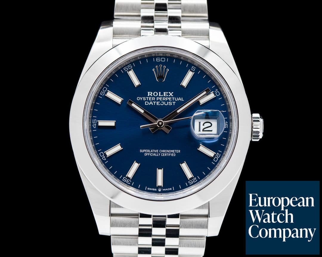 Image of Rolex Datejust 41 Blue Stick Dial SS Jubilee
