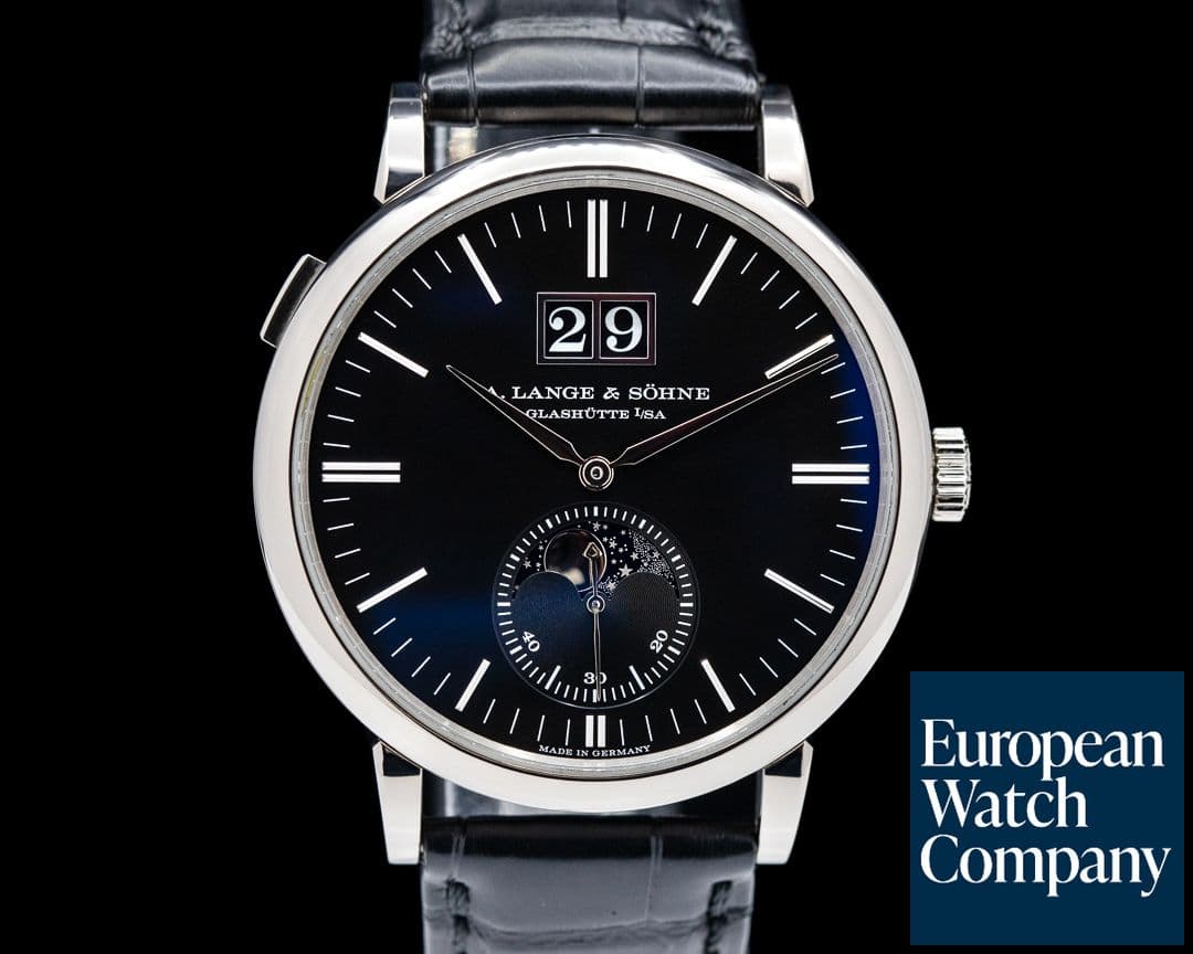 Image of A. Lange and Sohne Saxonia Moon Phase Automatik 384.029 18K White Gold / Black Dial 2022