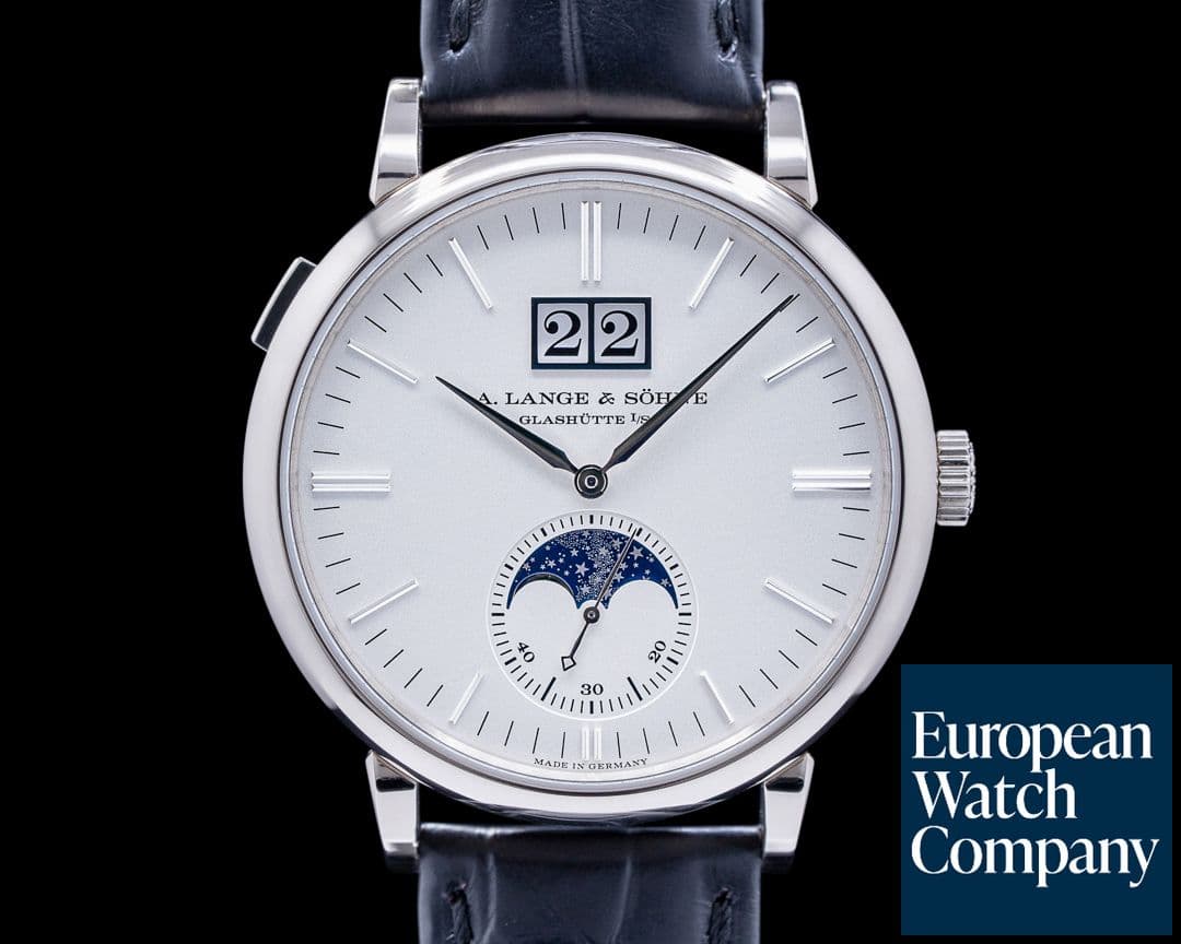 Image of A. Lange and Sohne Saxonia Moon Phase 384.026 Automatik 18K White Gold / Silver Dial 