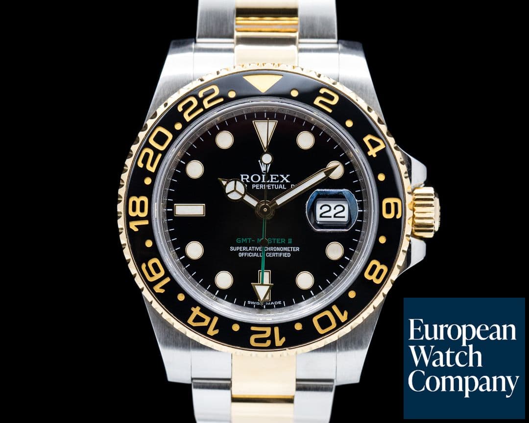 Image of Rolex GMT Master II 116713LN  SS / 18K Yellow Gold Black Dial