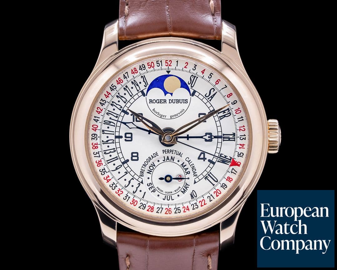 Image of Roger Dubuis Hommage 18K Rose Gold Perpetual Calendar Bi Retrograde RARE