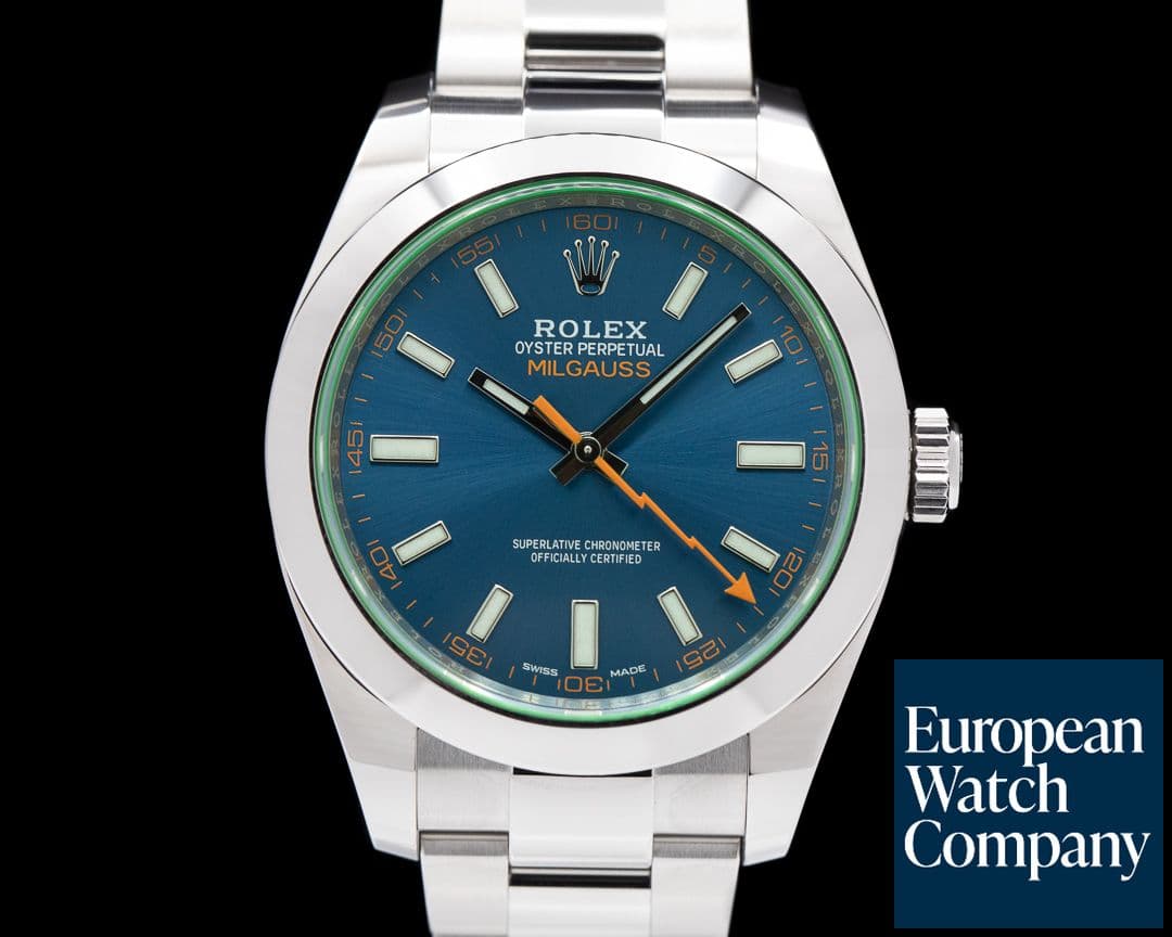 Image of Rolex Milgauss Blue Dial Green Crystal