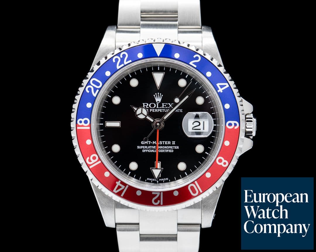 Image of Rolex GMT Master II 16710 SS Red / Blue Pepsi Bezel FULL SET
