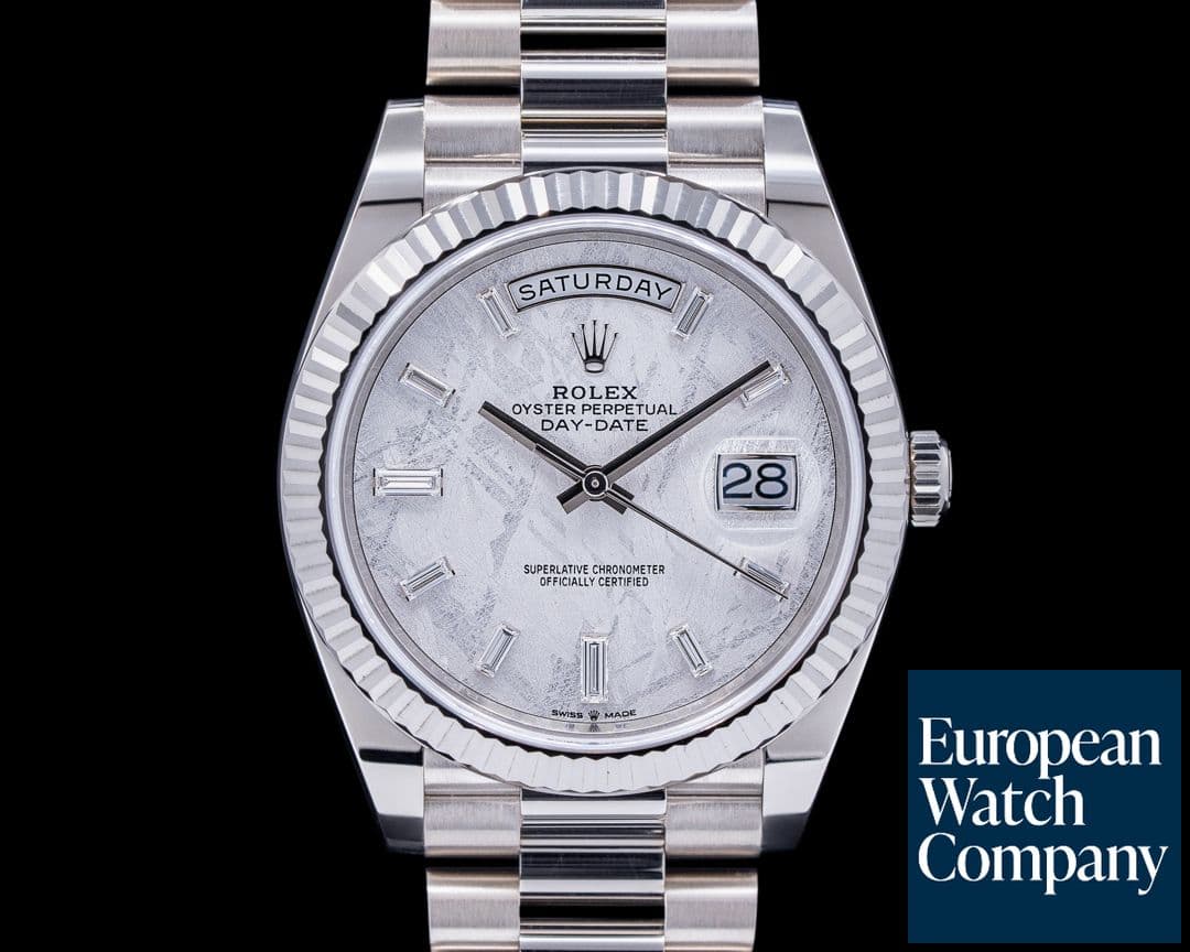 Image of Rolex Day Date 228239 President 18K White Gold Meteorite Baguette Dial
