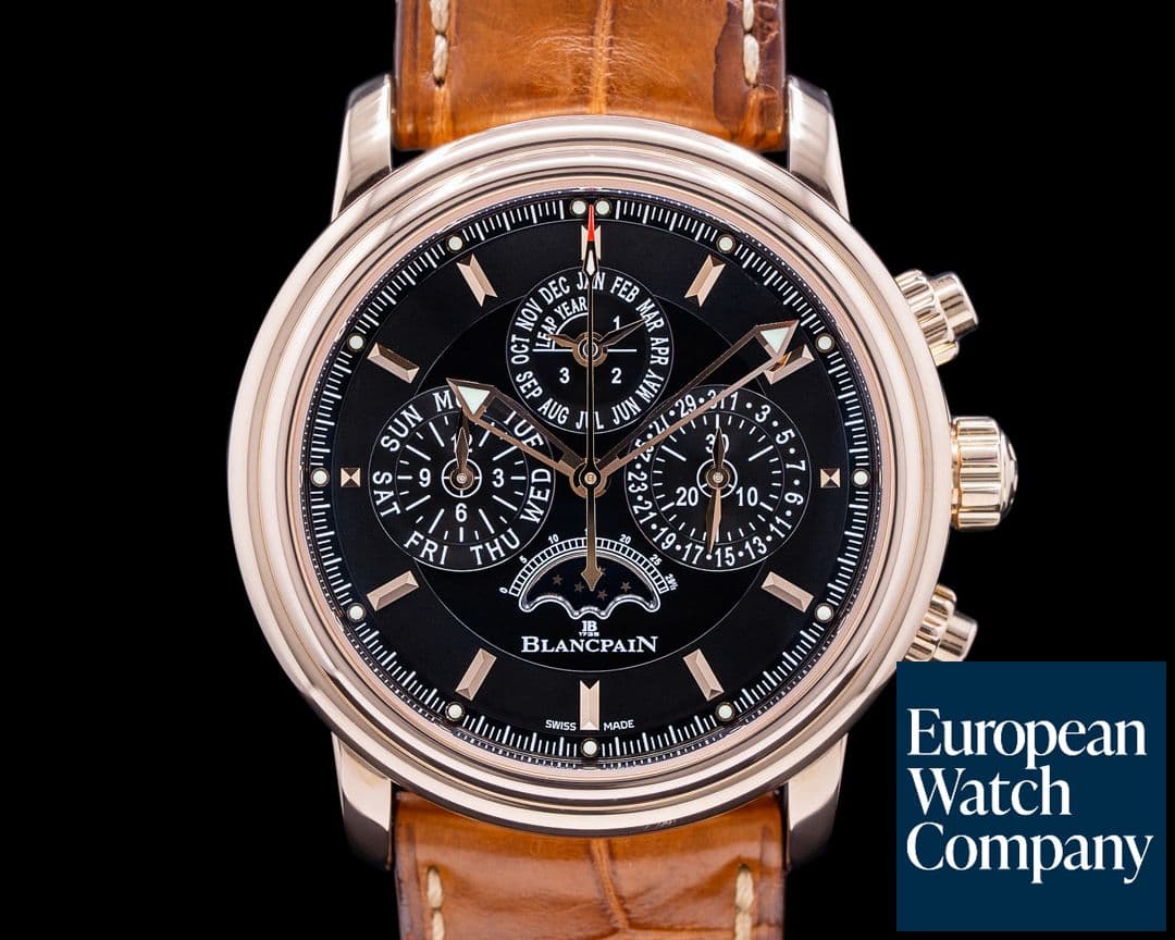 Image of Blancpain Leman Flyback Chronograph Perpetual Calendar 18k Rose Gold