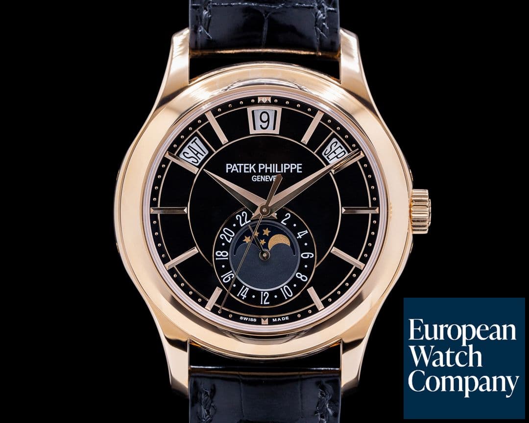 Image of Patek Philippe Annual Calendar 5205R Black Dial 18k Rose Gold UNWORN