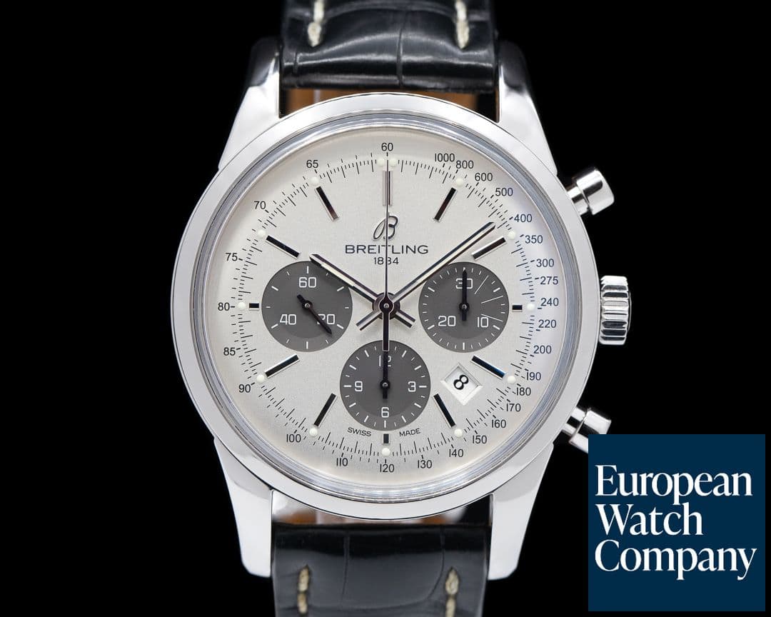 Image of Breitling Transocean Chronograph SS/Strap Silver Dial