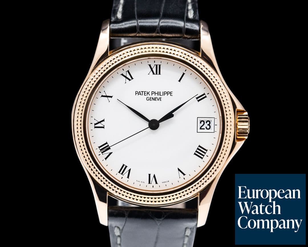 Image of Patek Philippe Calatrava 18K Rose Gold White Roman Hobnail