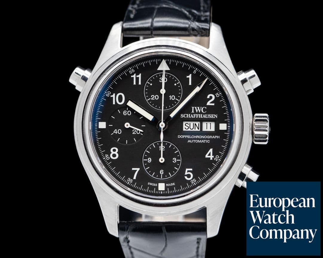 Image of IWC Pilot Double Chronograph SS Black Dial