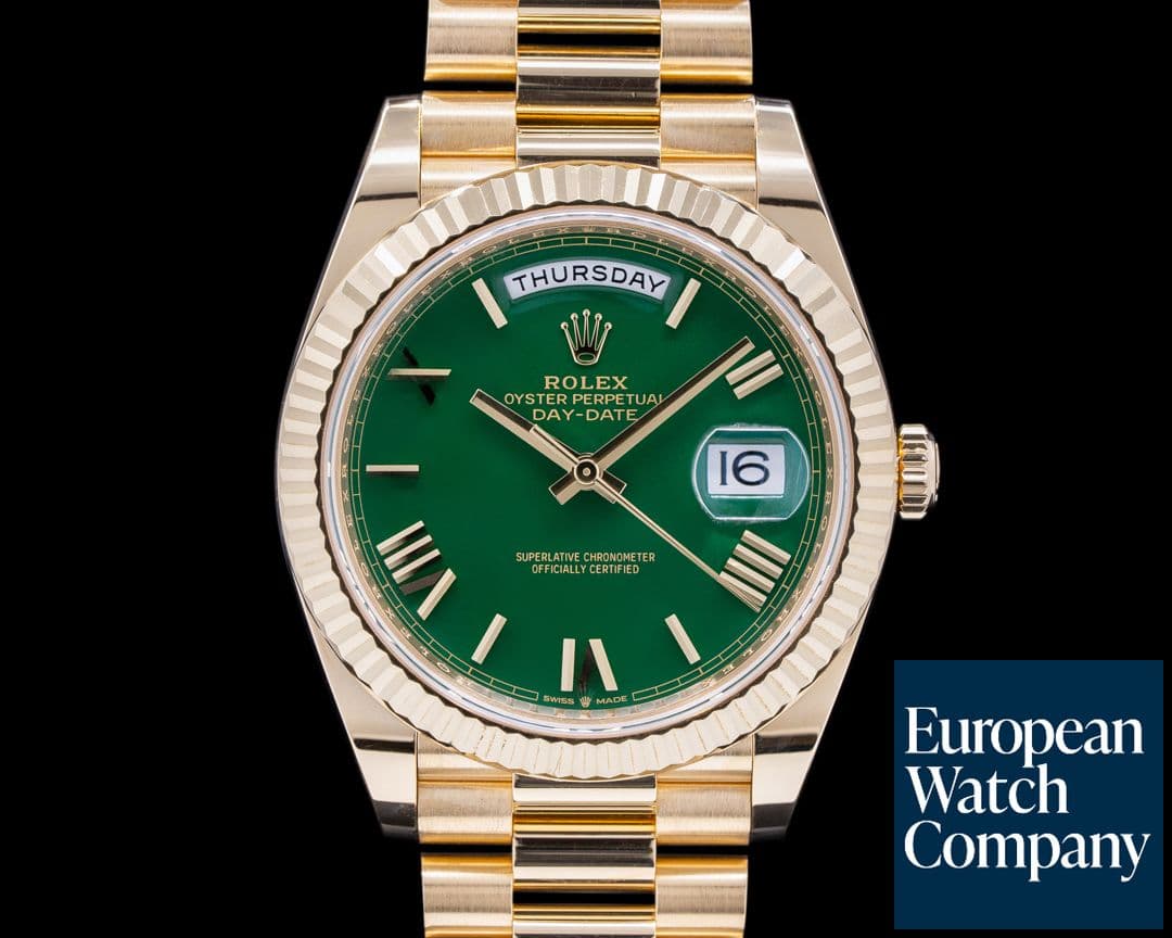 Image of Rolex Day Date 228238 Presidential 40mm Yellow Gold Romans Green dial