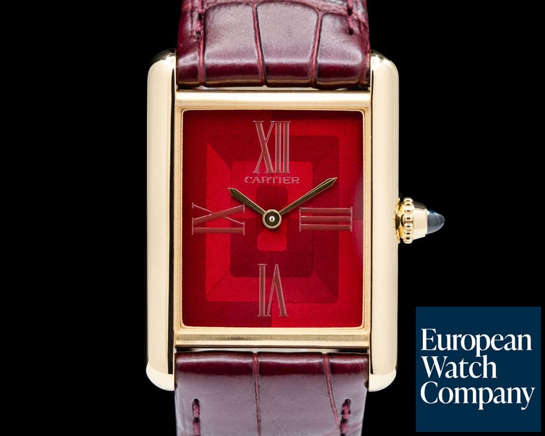 Image of Cartier Tank Louis Burgundy Dial 18K Yellow Gold