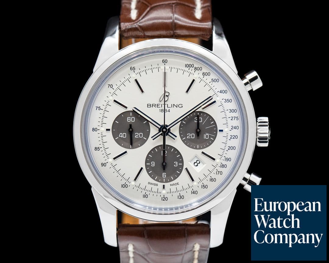 Image of Breitling Transocean Chronograph SS/Strap Silver Dial