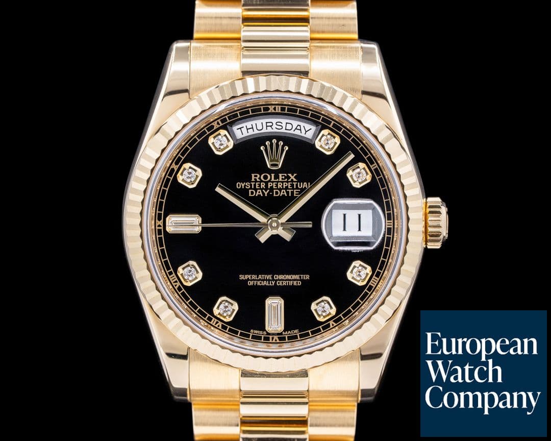 Image of Rolex Day Date President 118238 Black Diamond Dial 18K Yellow Gold 