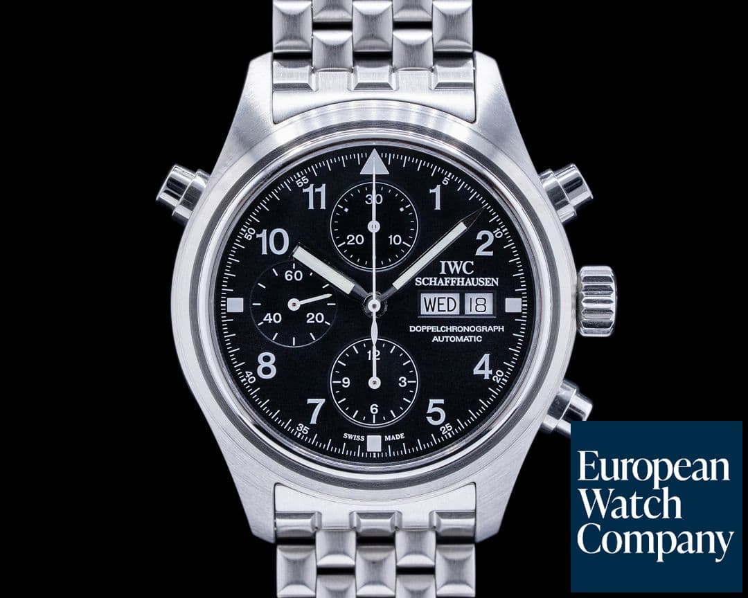 Image of IWC Pilot Spitfire Split Second Doppelchronograph Black Dial SS