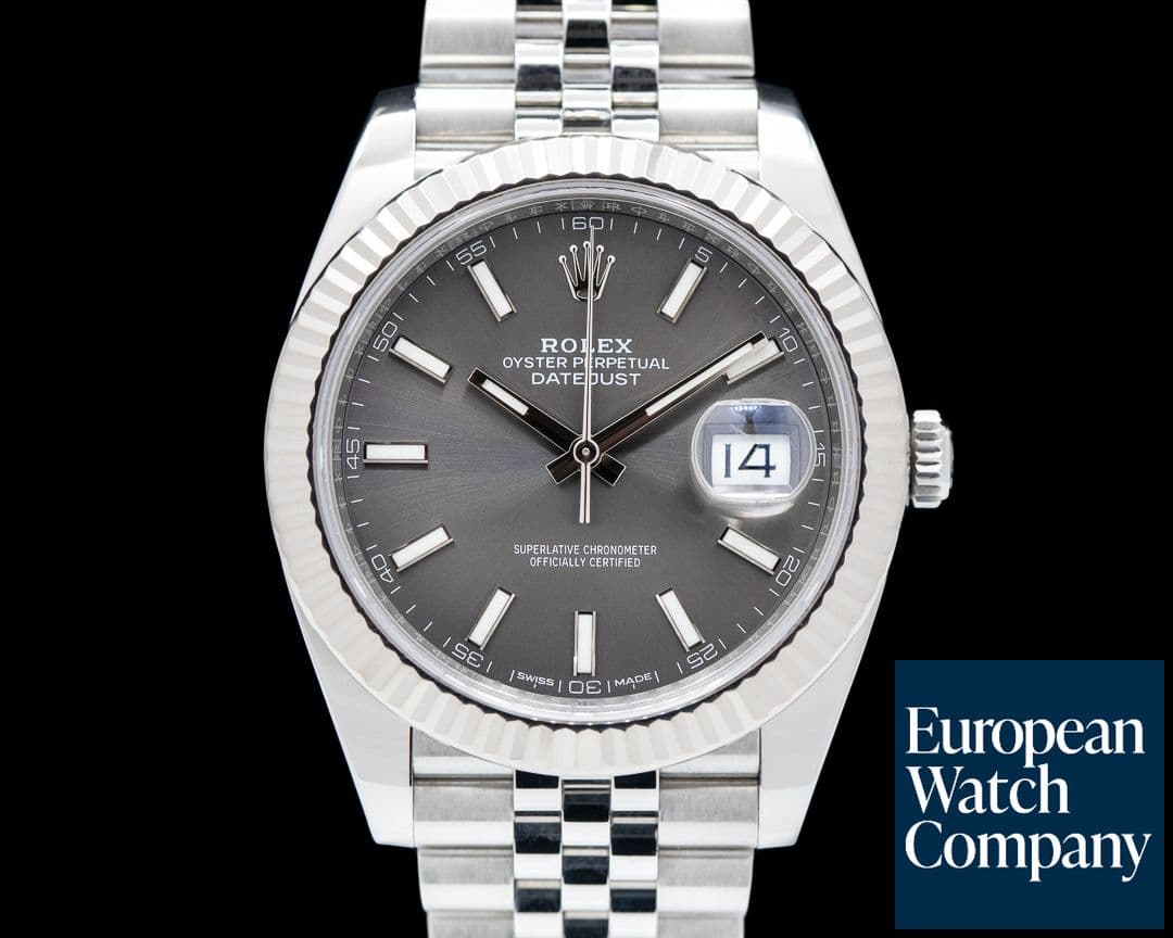 Image of Rolex Datejust 41 Dark Rhodium Stick Dial SS / Jubilee 