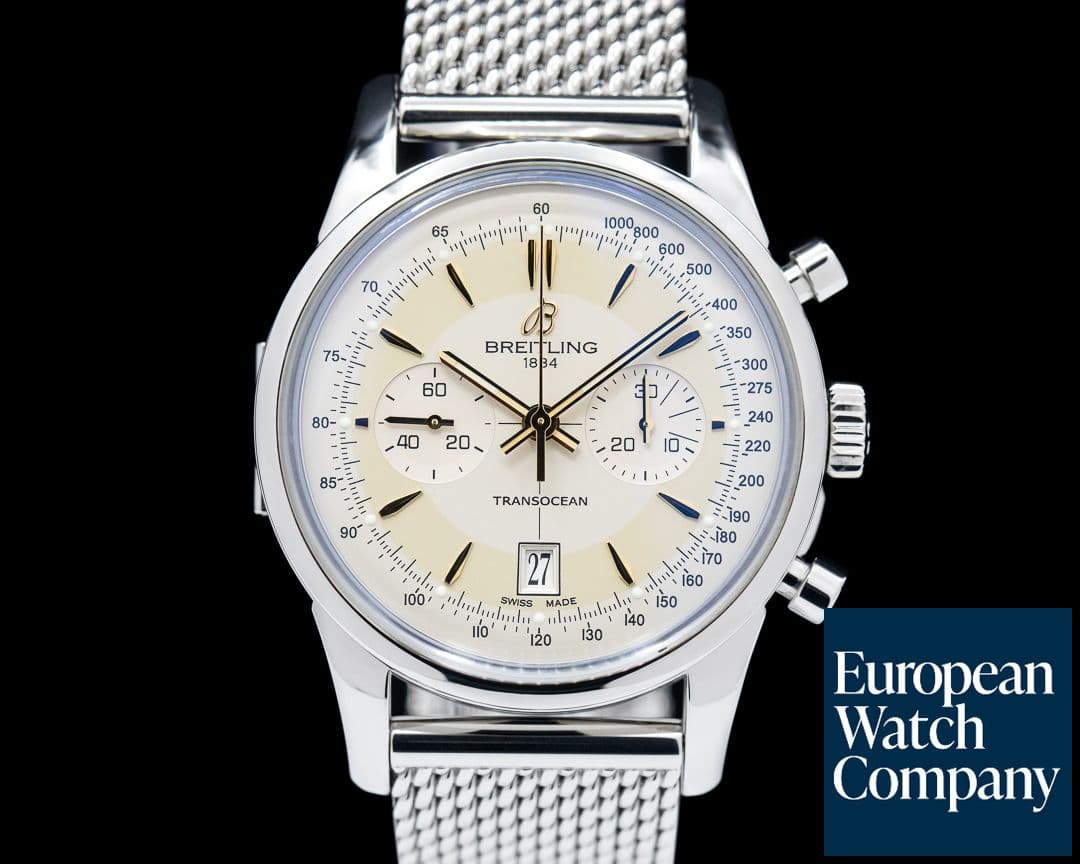 Image of Breitling Transocean Chronograph SS Bracelet Boutique Edition Officers Caseback