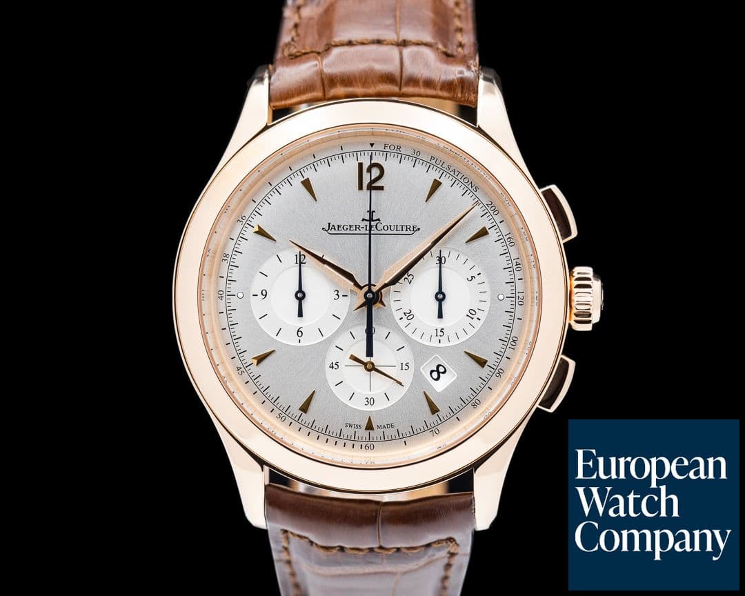 Image of Jaeger LeCoultre Master Chronograph 18K Rose Gold Silver Dial
