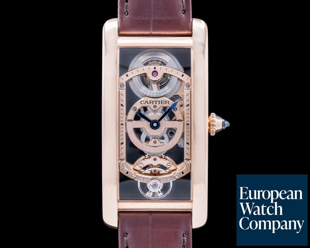 Image of Cartier Tank Cintree WHTA0008 Skeleton 18k Rose Gold LIMITED RARE