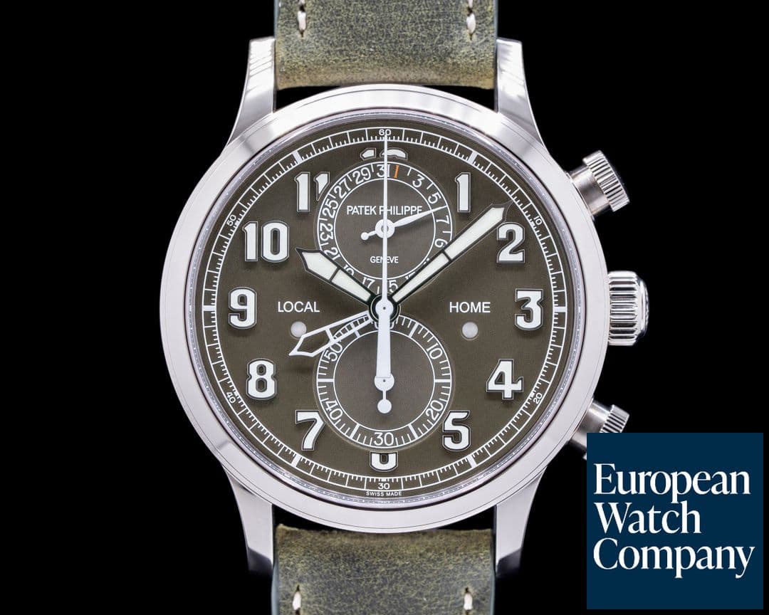 Image of Patek Philippe Calatrava 5924G Pilot Travel Time Chronograph 18k White Gold NEW MODEL 2