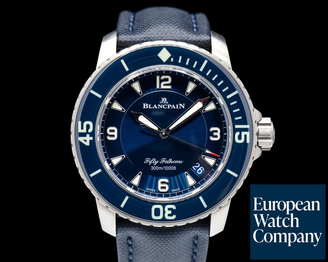 Image of Blancpain  Fifty Fathoms/ Blue Dial / Titanium + TITANIUM BRACELET