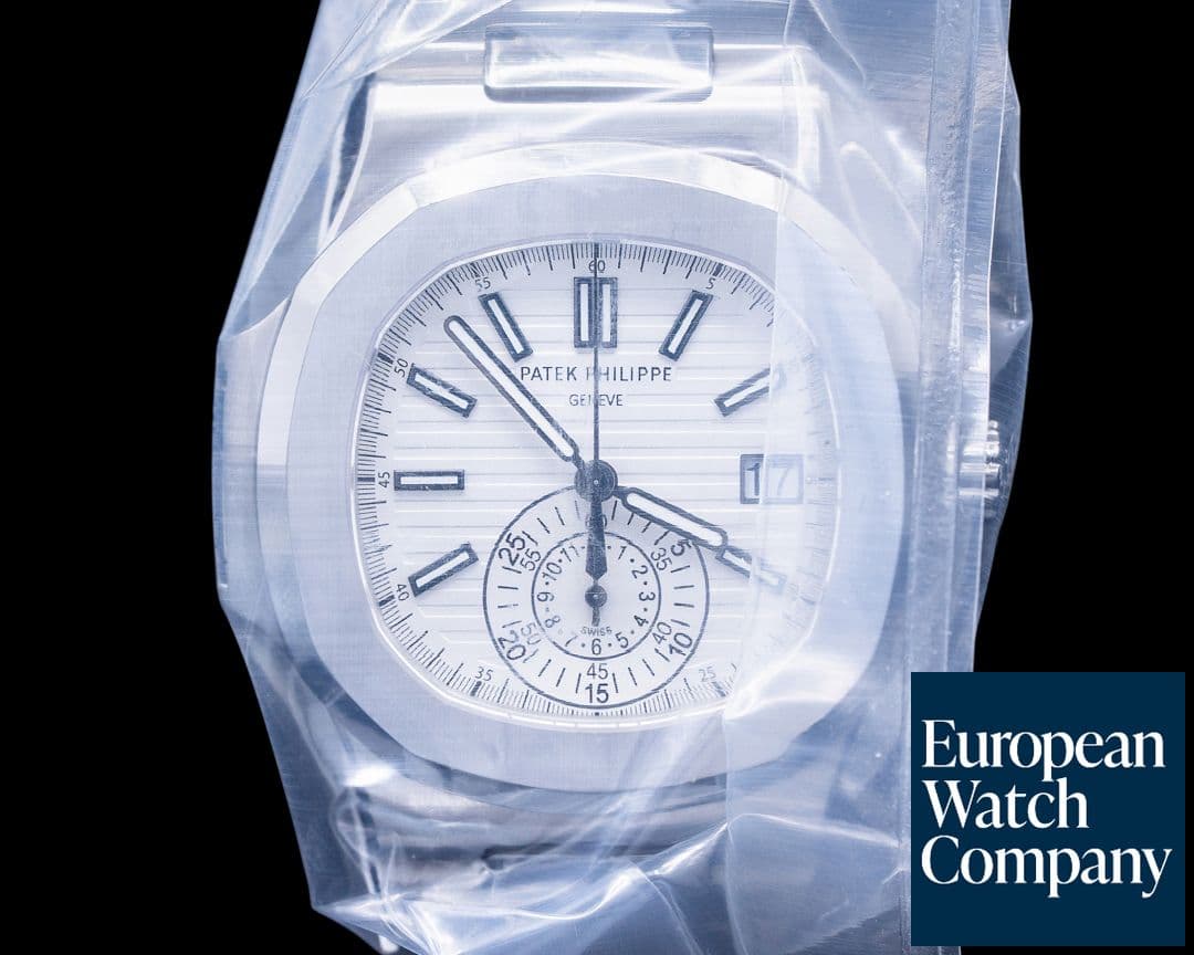 Image of Patek Philippe Nautilus 5980 Chronograph White Dial SS FACTORY SERVICED