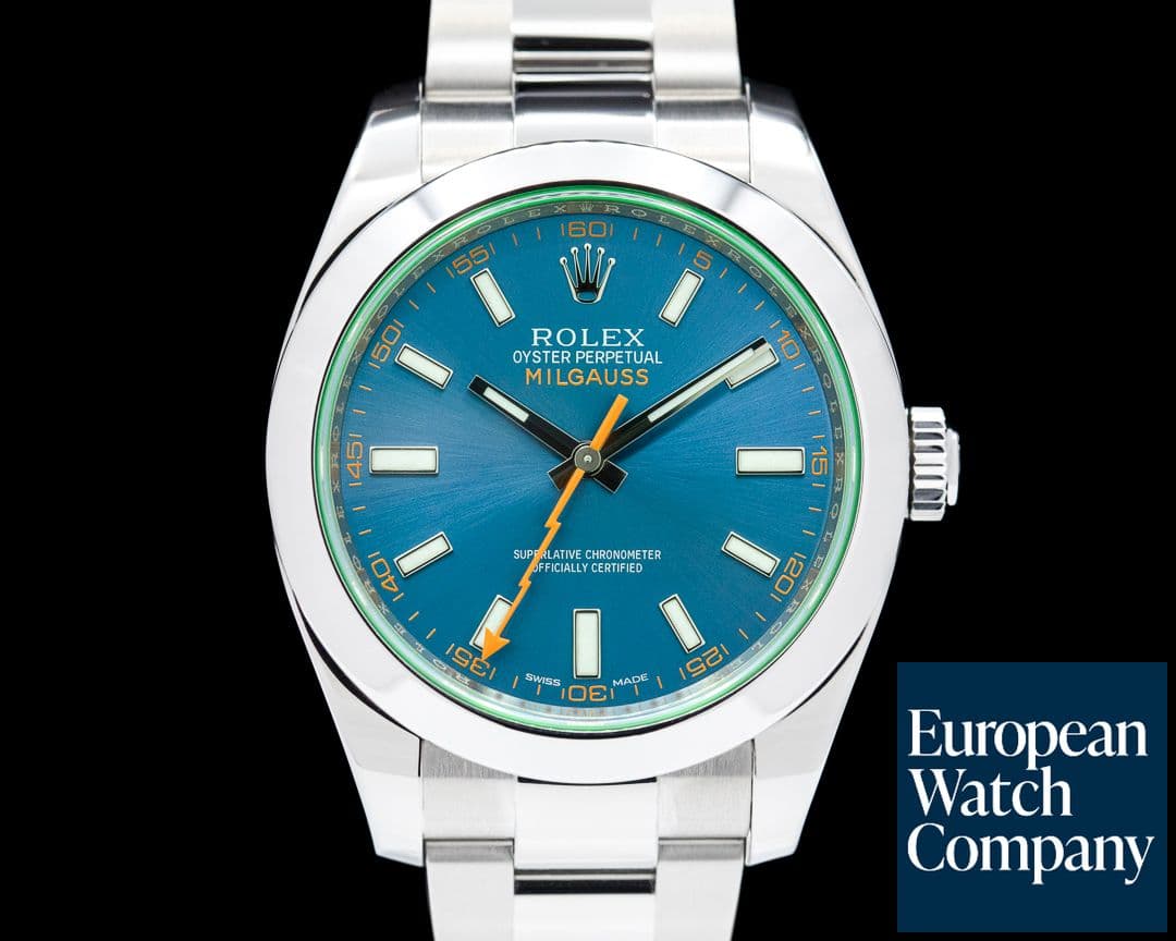 Image of Rolex Milgauss Blue Dial Green Crystal