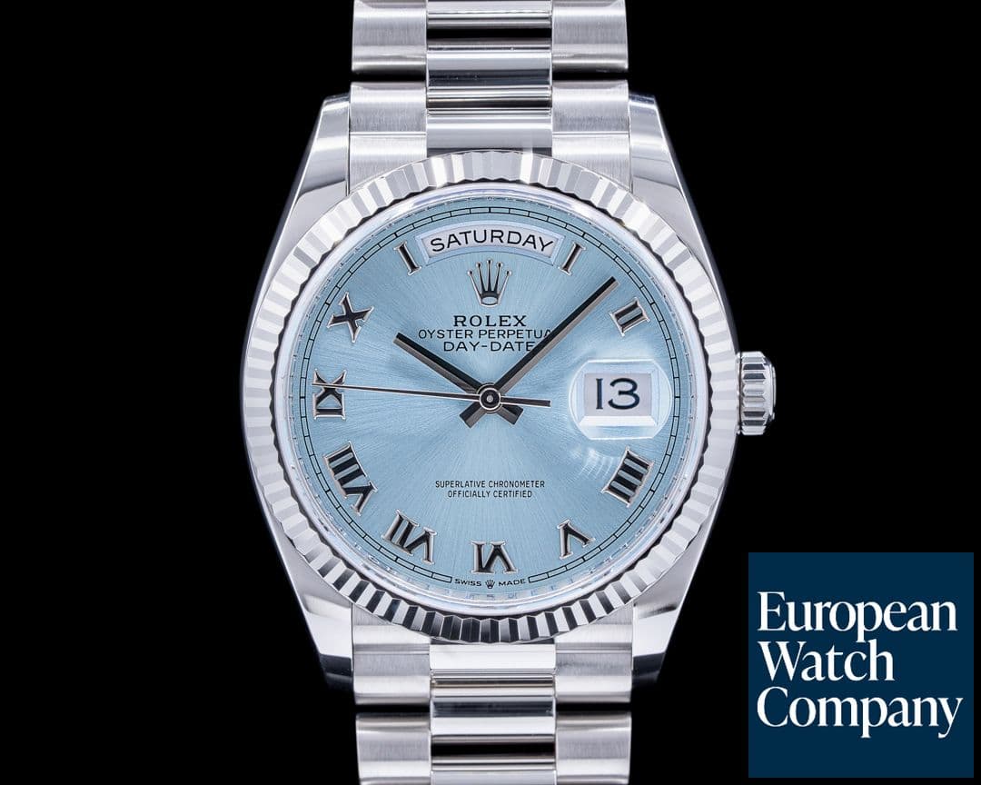 Image of Rolex President 128236 Platinum Ice Blue Roman Dial 2022