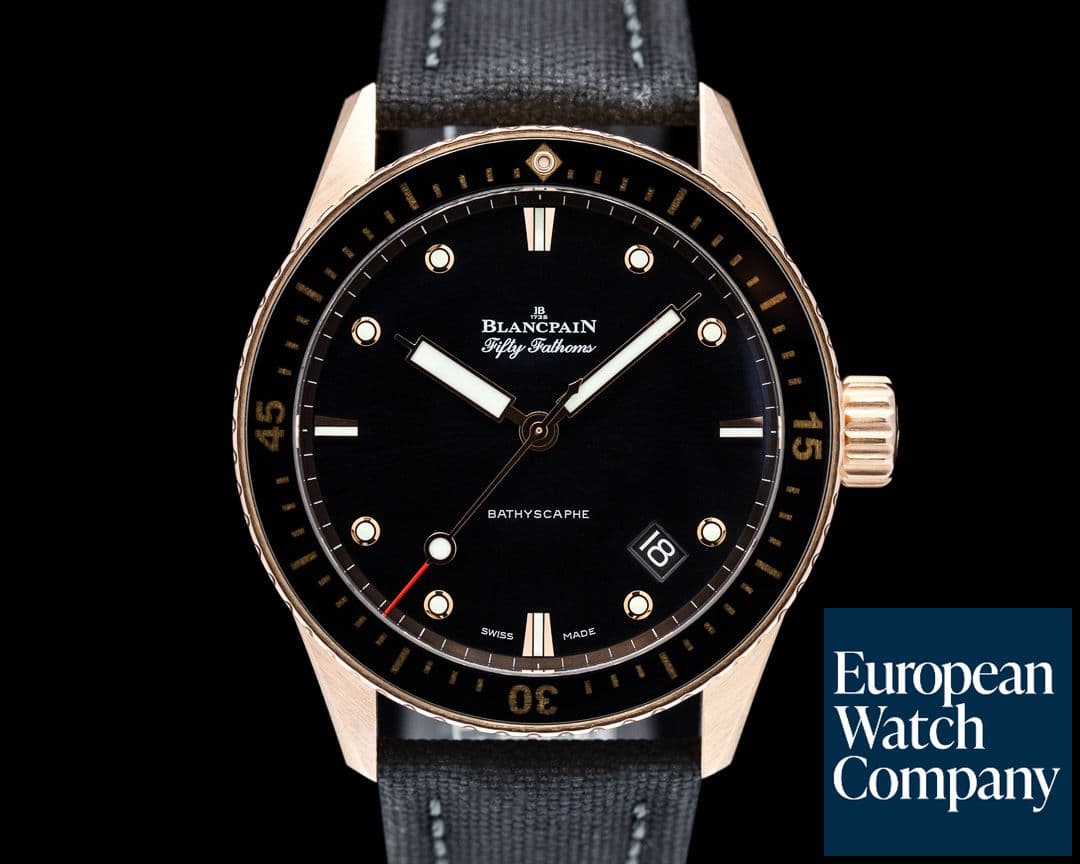 Image of Blancpain Fifty Fathoms Bathyscaphe 18k Rose Gold Black Dial