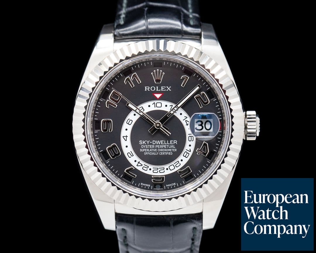 Image of Rolex Sky Dweller 326139 Black Dial 18k White Gold / Alligator  