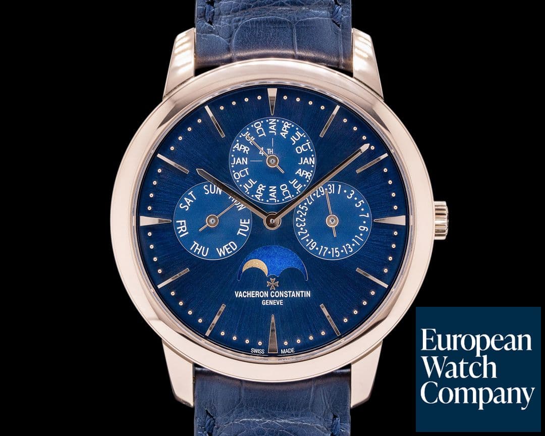 Image of Vacheron Constantin Patrimony Perpetual Calendar Rose Gold Blue Dial 2022